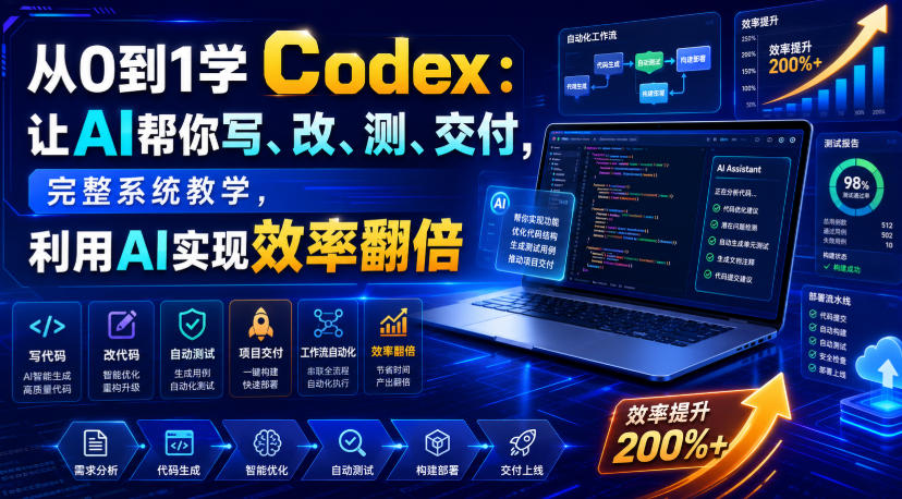 从0到1学Codex：让AI帮你写、改、测、交付，完整系统教学，利用AI实现效率翻倍-青禾学社