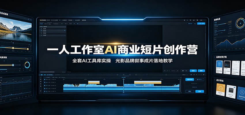 一人工作室AI商业短片创作营：全套AI工具库实操，光影品牌叙事成片落地教学-青禾学社