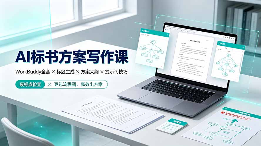 AI标书方案写作课：WorkBuddy全套×标题生成×方案大纲×提示词技巧×废标点检查×豆包流程图，高效出方案-青禾学社