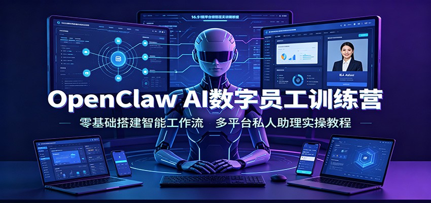 OpenClaw AI数字员工训练营：零基础搭建智能工作流，多平台私人助理实操教程-青禾学社