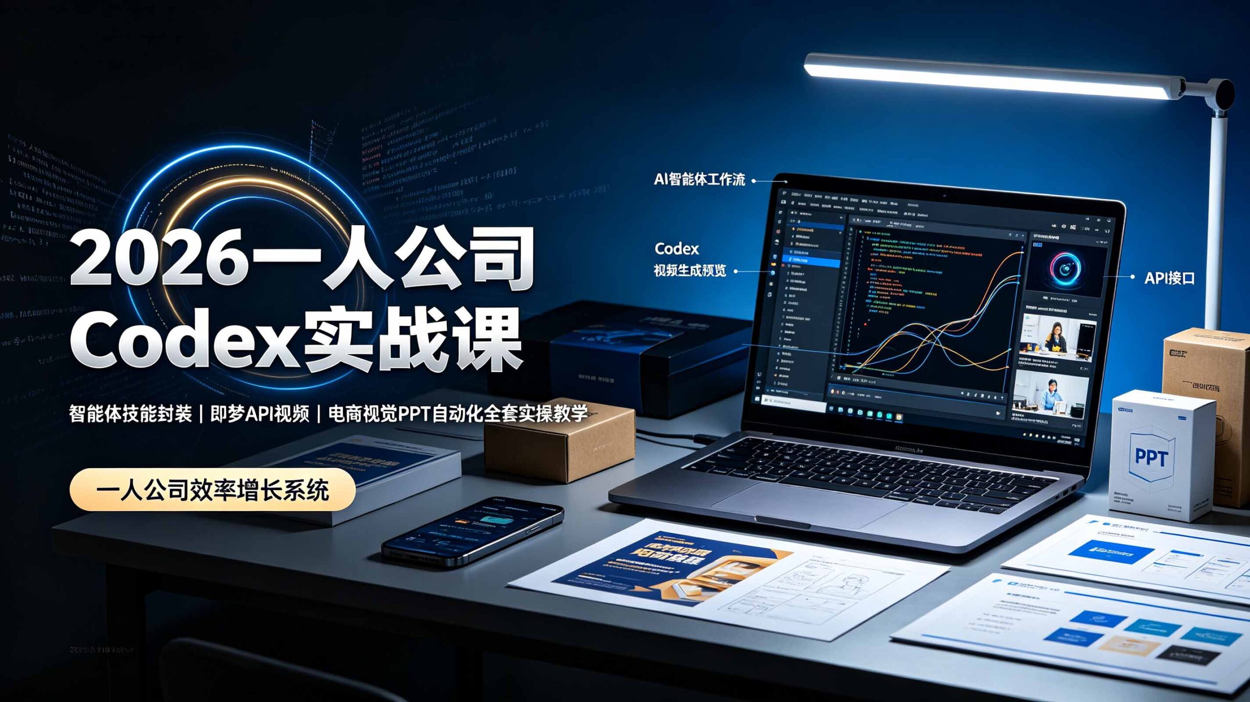 2026一人公司Codex实战课◆智能体技能封装｜即梦API视频｜电商视觉PPT自动化全套实操教学-青禾学社