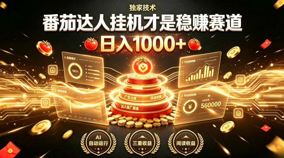 别再瞎找副业！番茄达人挂G才是稳賺赛道，日入1000+，全程傻瓜式操作，可矩阵放大【揭秘】-青禾学社