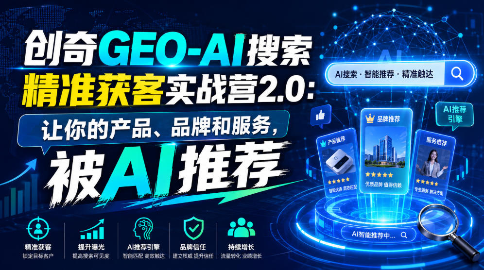创奇GEO-AI搜索精准获客实战营2.0：让你的产品、品牌和服务，被AI推荐-青禾学社
