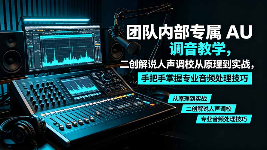 某大佬团队内部专属 AU 调音教学，二创解说人声调校从原理到实战，手把手掌握专业音频处理技巧-青禾学社