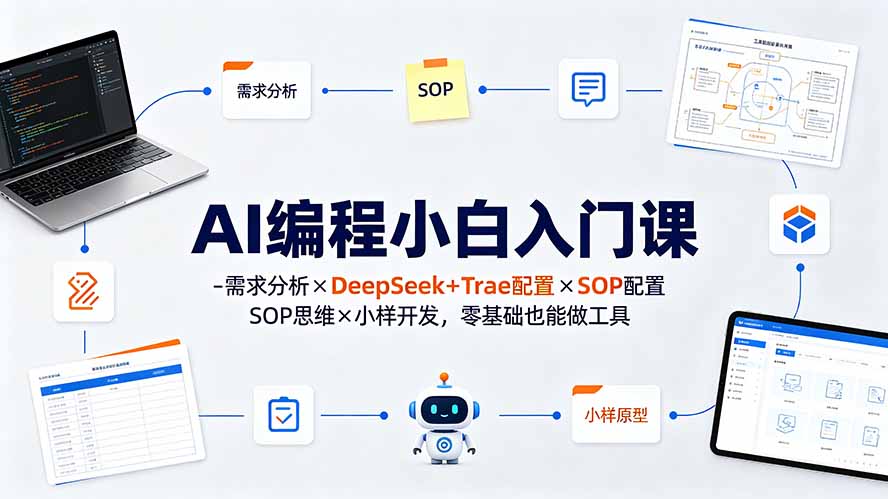 AI编程小白入门课-需求分析×DeepSeek+Trae配置×SOP思维×小样开发，零基础也能做工具-青禾学社