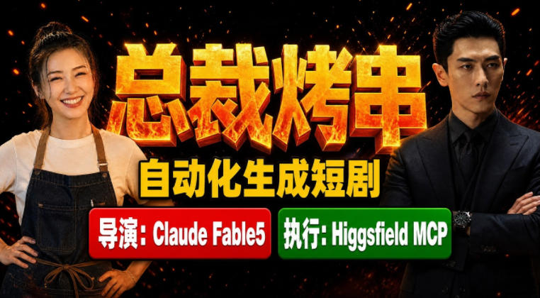 Claude Fable5担任导演+Higgsfield MCP落地执行｜《总裁烤串》真人质感短剧全自动AI生成全流程教学-青禾学社