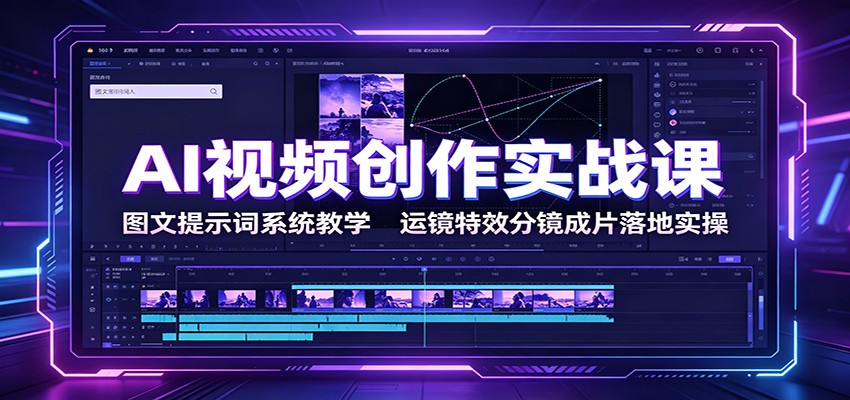 AI视频创作实战课：图文提示词系统教学，运镜特效分镜成片落地实操-青禾学社