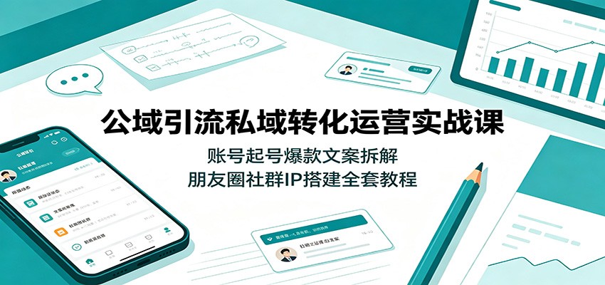公域引流私域转化运营实战课：账号起号爆款文案拆解，朋友圈社群IP搭建全套教程-青禾学社