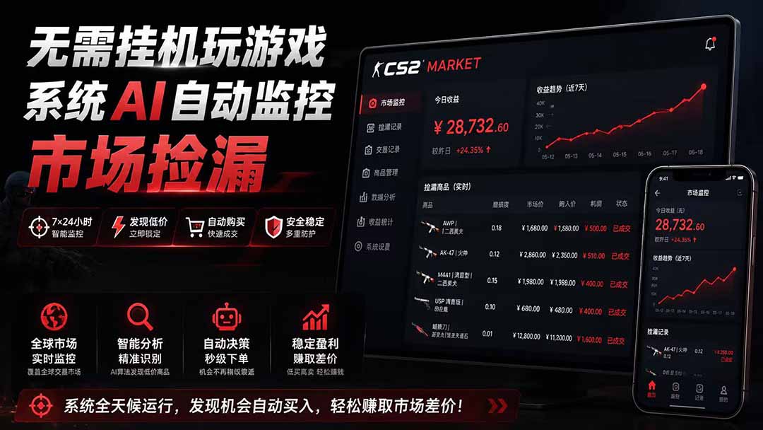 系统AI自动监控市场捡漏，不用玩游戏|只需要一部手机|支持任何形式数据验证-青禾学社