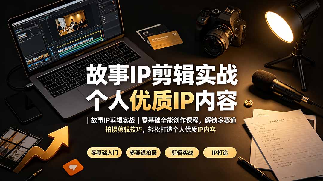 故事IP剪辑实战｜零基础全能创作课程，解锁多赛道拍摄剪辑技巧，轻松打造个人优质IP内容-青禾学社