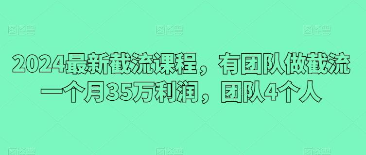 2024最新截流课程,有团队做截流一个月35万利润,团队4个人-青禾学社