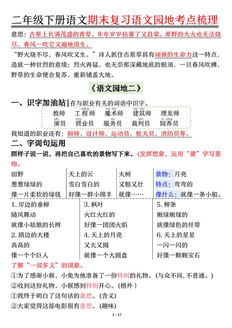 【语文园地考点梳理】二下语文-青禾学社