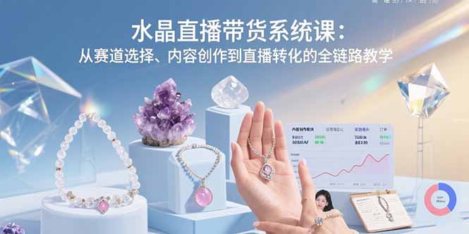 水晶直播带货系统课：从赛道选择、内容创作到直播转化的全链路教学-青禾学社