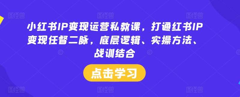 小红书IP变现运营私教课,打通红书IP变现任督二脉,底层逻辑、实操方法、战训结合-青禾学社