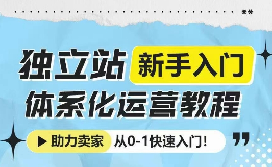 独立站新手入门体系化运营教程,助力独立站卖家从0-1快速入门!-青禾学社