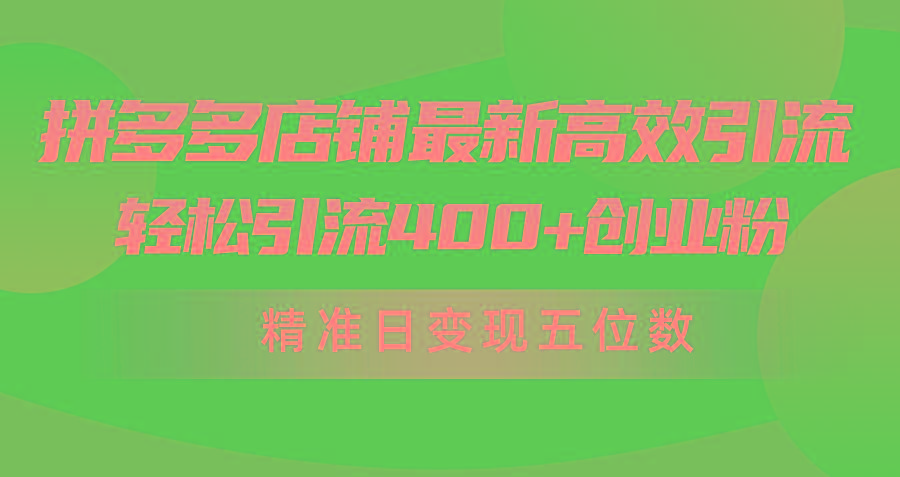 (10041期)拼多多店铺最新高效引流术,轻松引流400+创业粉,精准日变现五位数!-青禾学社