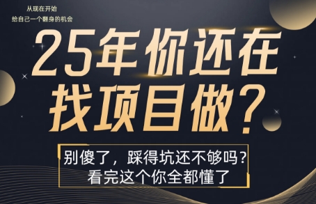 25年,你还在疯狂的找项目吗?别傻了,看完这个你都懂了【揭秘】-青禾学社