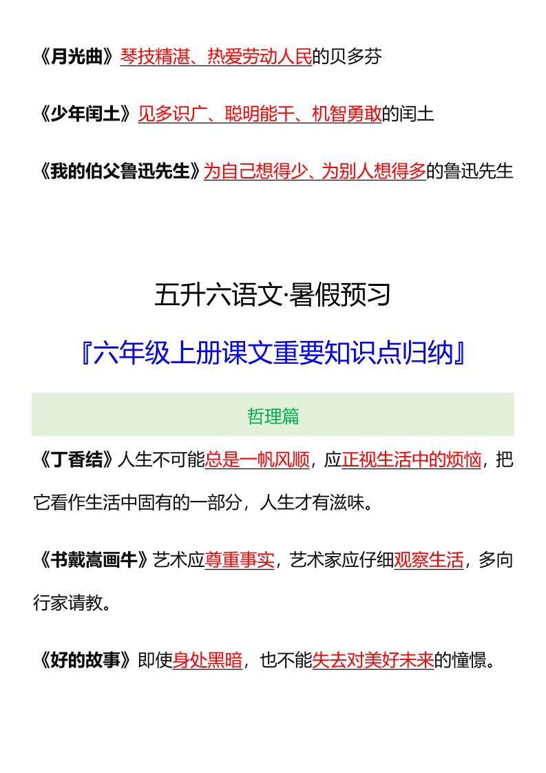 【2025秋新版】六年级语文上册课文重要知识点归纳-青禾学社