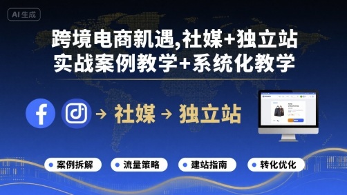 跨境电商新机遇,社媒+独立站,实战案例教学+系统化教学-青禾学社