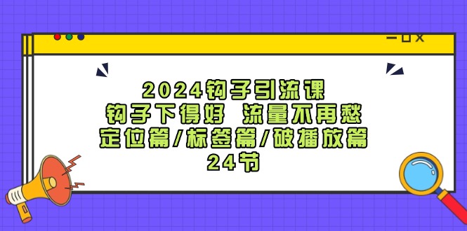 2024钩子引流课:钩子下得好流量不再愁,定位篇/标签篇/破播放篇/24节-青禾学社