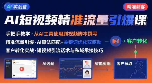 AI+短视频引爆精准客户实战营，手把手教你引爆Ai短视频精准流量-青禾学社