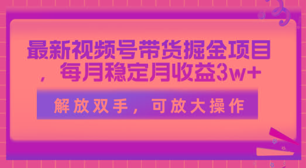 最新视频号带货掘金项目，每月稳定月收益3w+，解放双手，可放大操作-青禾学社