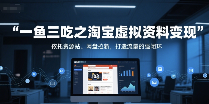 一鱼三吃之淘宝虚拟资料变现，依托资源站、网盘拉新，打造流量的强闭环-青禾学社