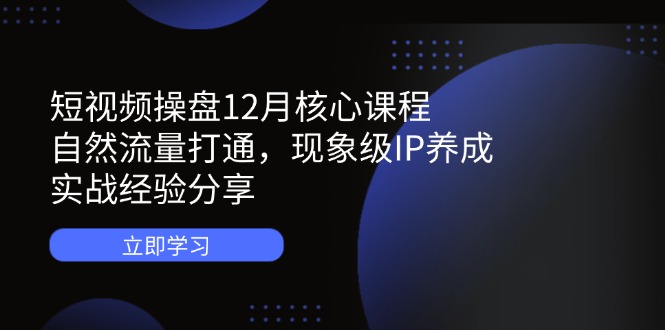 短视频操盘12月核心课程:自然流量打通,现象级IP养成,实战经验分享-青禾学社