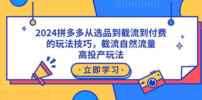 2024拼多多从选品到截流到付费的玩法技巧,截流自然流量玩法,高投产玩法-青禾学社