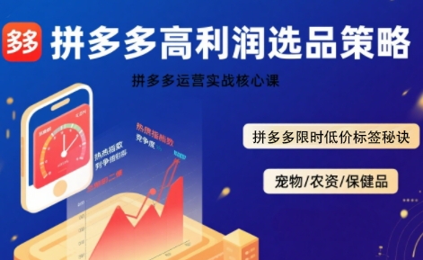 拼多多选品暴利技术实战课，拼多多高利润选品策略，拼多多限时低价标签秘诀-青禾学社
