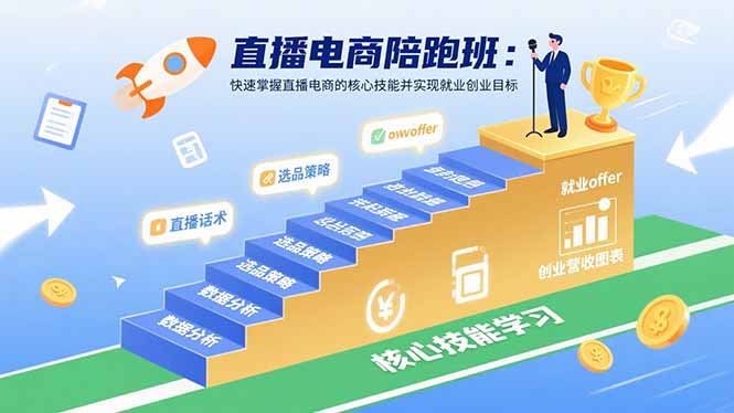 直播电商陪跑班:快速掌握直播电商的核心技能并实现就业/创业目标-青禾学社