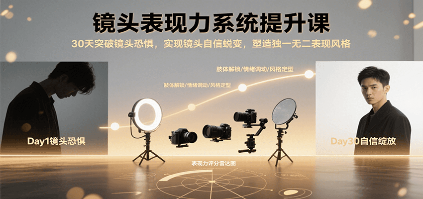 镜头表现力系统提升课,30天突破镜头恐惧实现自信蜕变,塑造独一无二表现风格-青禾学社