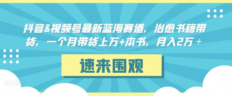 抖音&视频号最新蓝海赛道,治愈书籍带货,一个月带货上万+本书,月入2万+【揭秘】-青禾学社