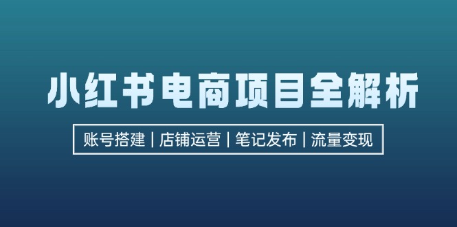 小红书电商项目全解析,包括账号搭建、店铺运营、笔记发布 实现流量变现-青禾学社