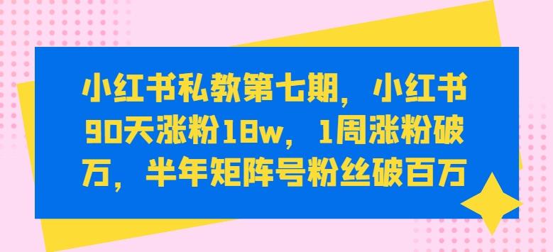 小红书私教第七期，小红书90天涨粉18w，1周涨粉破万，半年矩阵号粉丝破百万-青禾学社