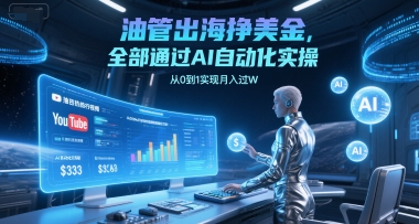 油管出海挣美金，全部通过AI自动化实操，从0到1实现月入过W-青禾学社