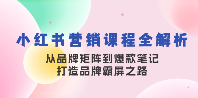 小红书营销课程全解析,从品牌矩阵到爆款笔记,打造品牌霸屏之路-青禾学社