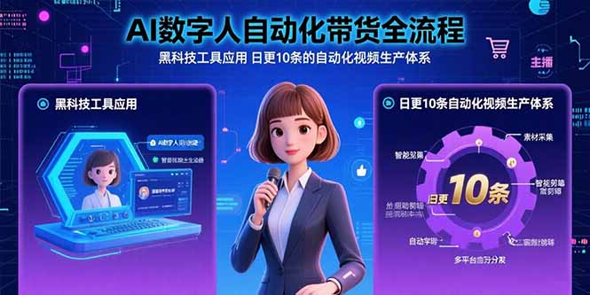 AI数字人自动化带货全流程：黑科技工具应用 日更10条的自动化视频生产体系-青禾学社