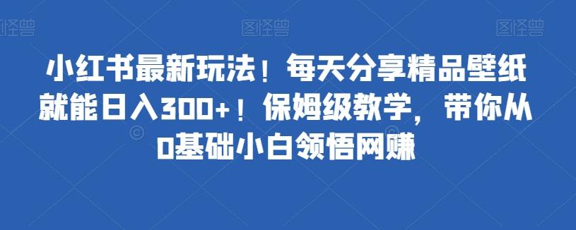 小红书最新玩法！每天分享精品壁纸就能日入300+！保姆级教学，带你从0基础小白领悟网赚-青禾学社