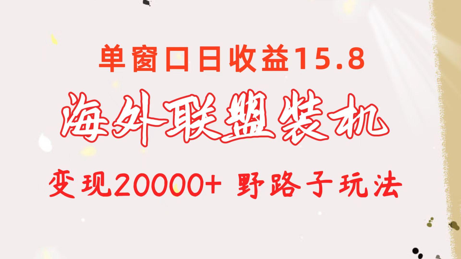 海外联盟装机 单窗口日收益15.8 变现20000+ 野路子玩法-青禾学社