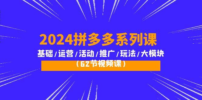 (10019期)2024拼多多系列课:基础/运营/活动/推广/玩法/大模块(62节视频课)-青禾学社