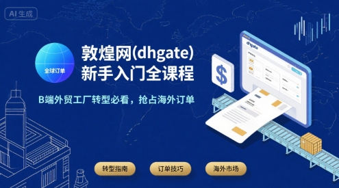 敦煌网(dhgate)新手入门全课程,B端外贸工厂转型必看,抢占海外订单-青禾学社