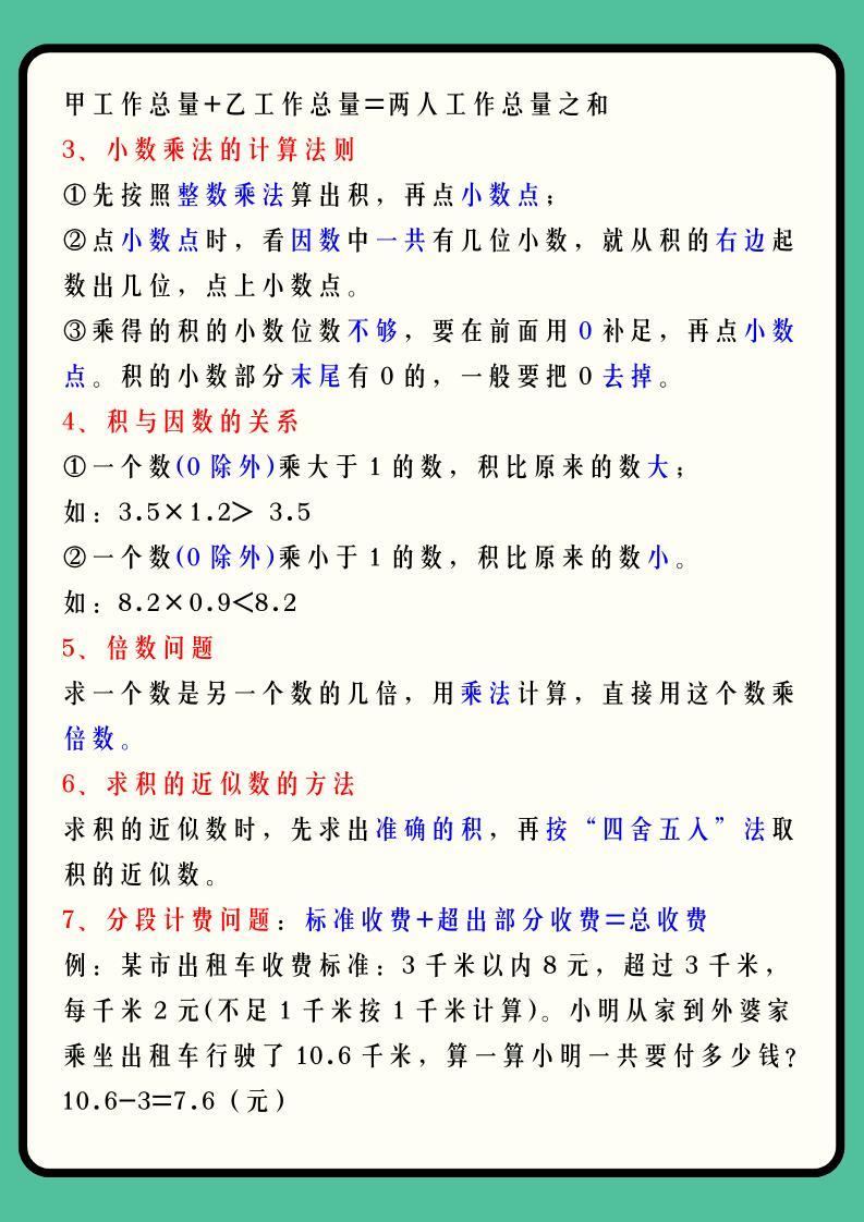 【2025秋新版】五年级数学上册期末39个必背知识点-青禾学社