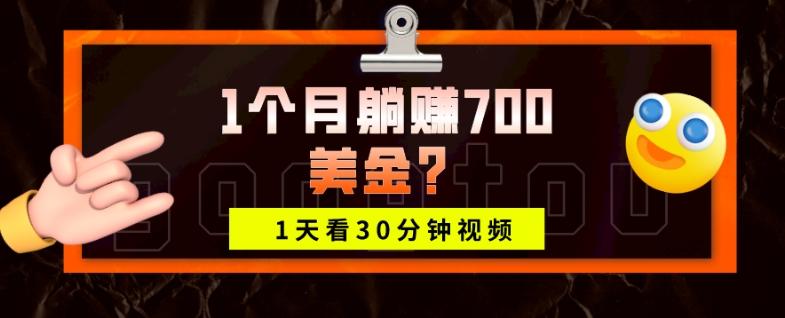 1天看30分钟视频，1个月躺赚700美金？-青禾学社
