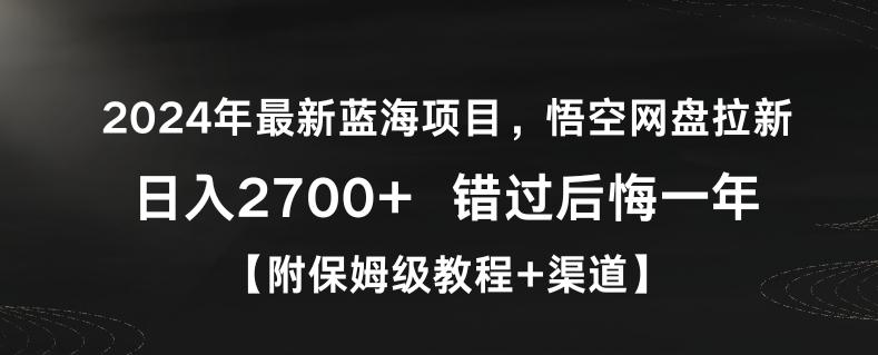 2024年最新蓝海项目,悟空网盘拉新,日入2700+错过后悔一年【附保姆级教程+渠道】【揭秘】-青禾学社