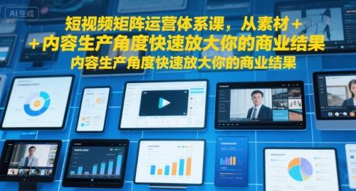 短视频矩阵运营体系课,从素材+内容生产角度快速放大你的商业结果-青禾学社