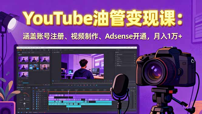 2025YouTube油管变现课:涵盖账号注册、视频制作、Adsense开通,月入1万+-青禾学社