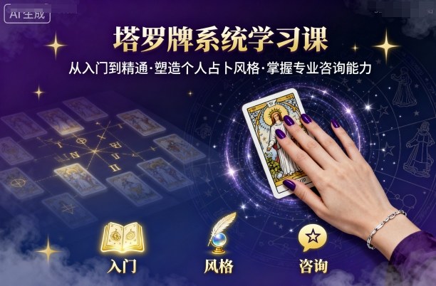 塔罗牌系统学习课，助你从入门到精通，塑造个人占卜风格，掌握专业咨询能力-青禾学社