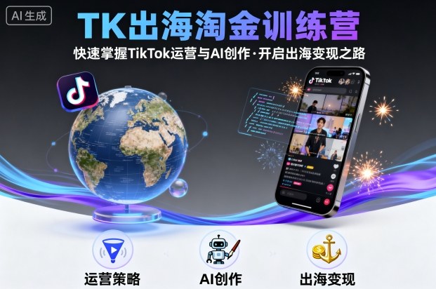 TK出海淘金训练营,助你快速掌握TikTok运营与AI创作,开启出海变现之路-青禾学社
