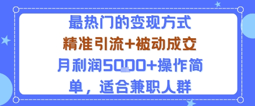 小众赛道玩法：当下最热门的变现方式，精准引流+被动成交月利润5k+操作简单，适合兼职人群-青禾学社